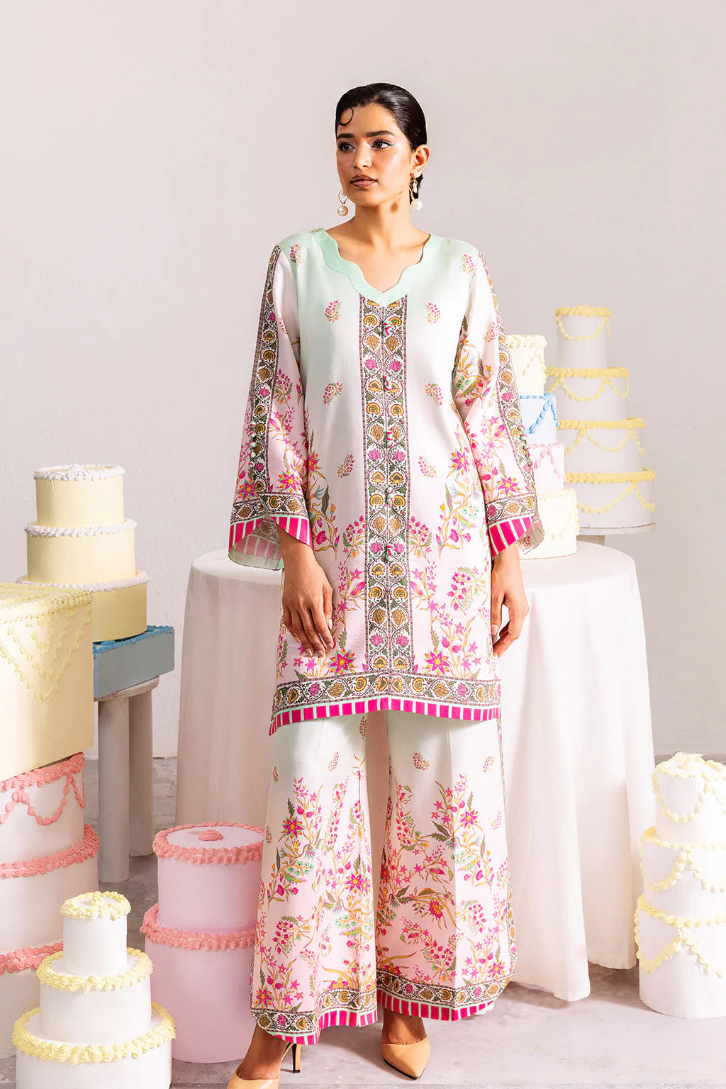 Pastel-hued printed co-ord