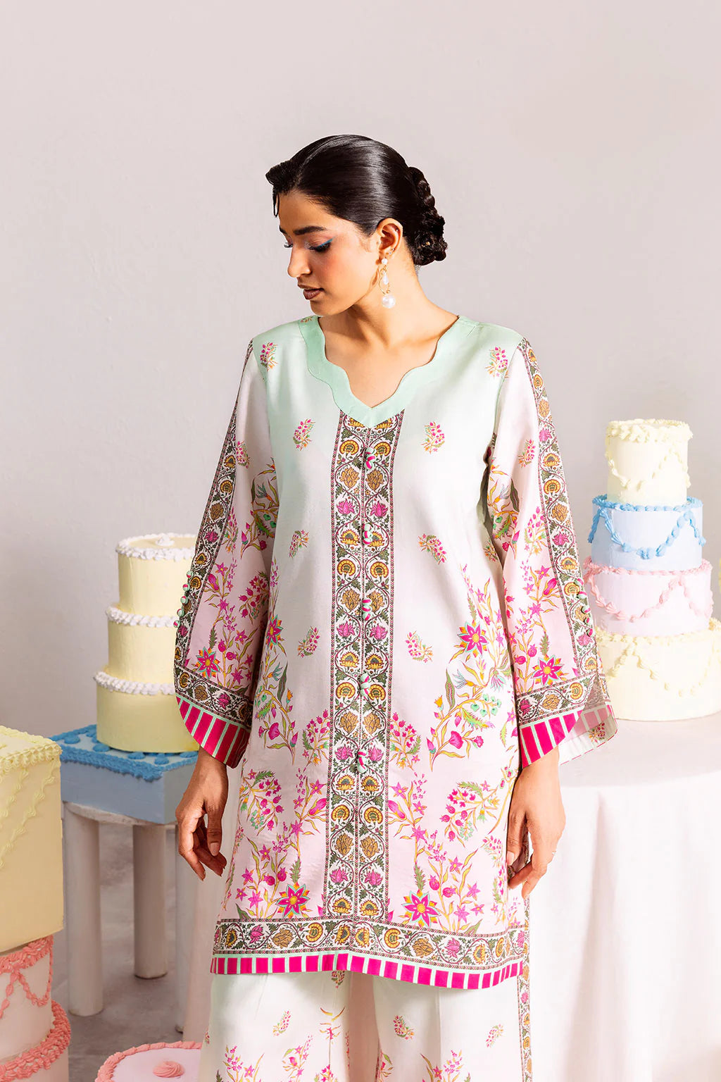 Pastel-hued printed co-ord