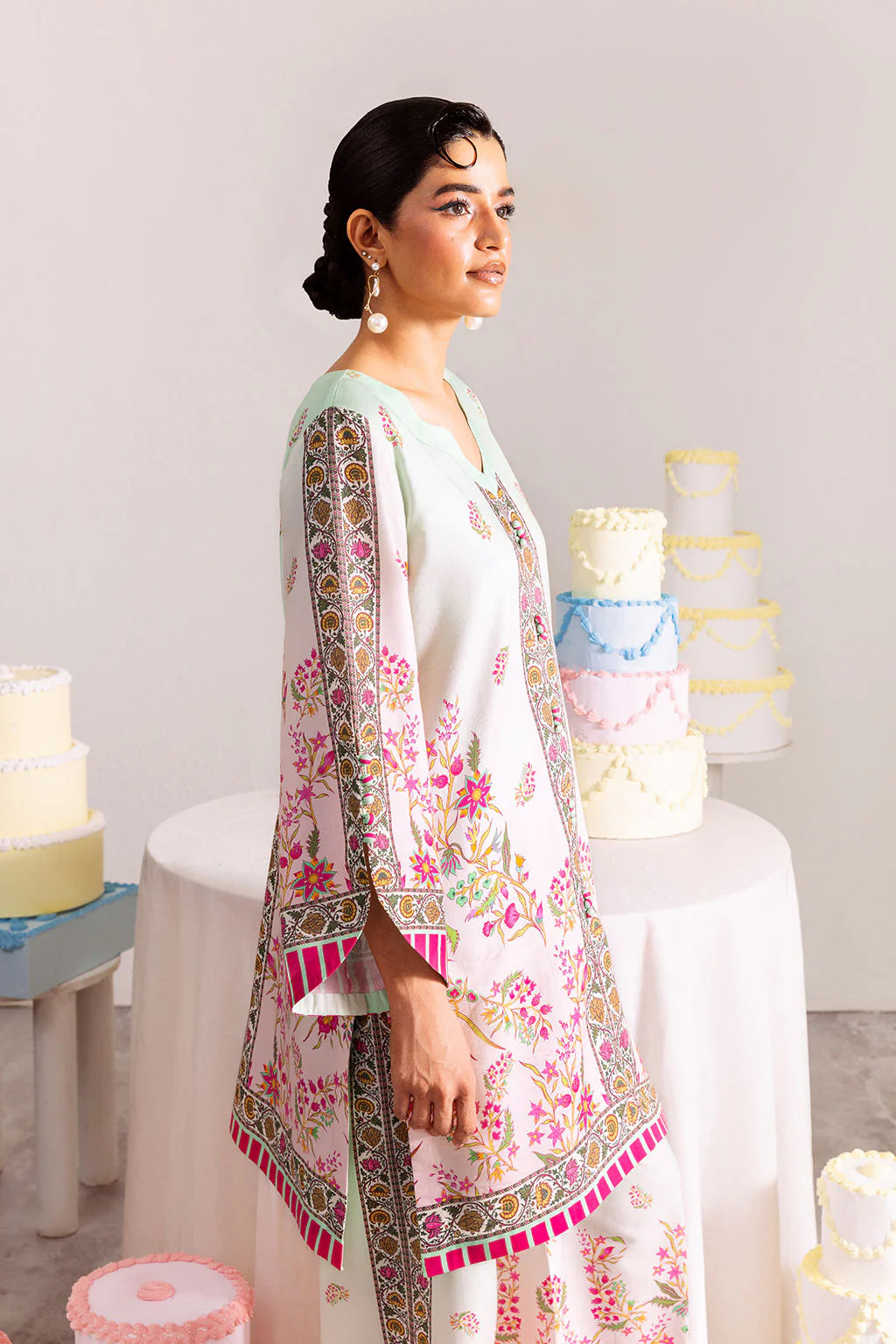 Pastel-hued printed co-ord