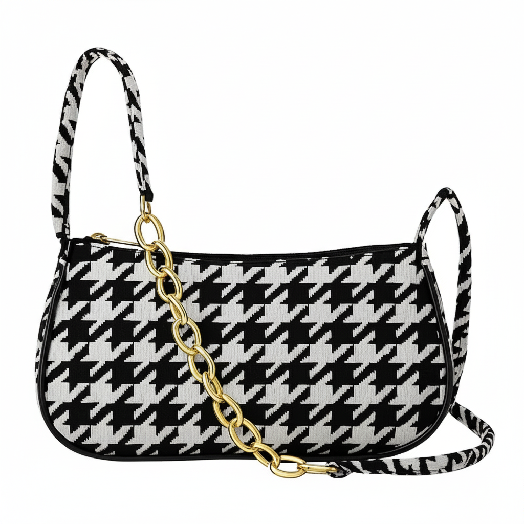 Chic Bold Elegance Houndstooth Crossbody Bag